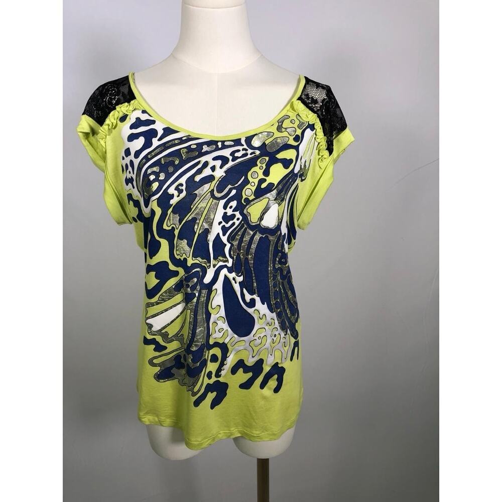 Just Cavalli Roberto Cavalli Top S Green Abstract Print